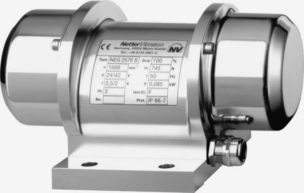 Silnik wibracyjny NEG S, NetterVibration wibrator przemysłowy, elektryczny, przyczepny